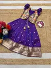 Ajd 8146 Soft Paithani Silk Kids Wear Gown With Coat Wholesale Suppliers In Mumbai